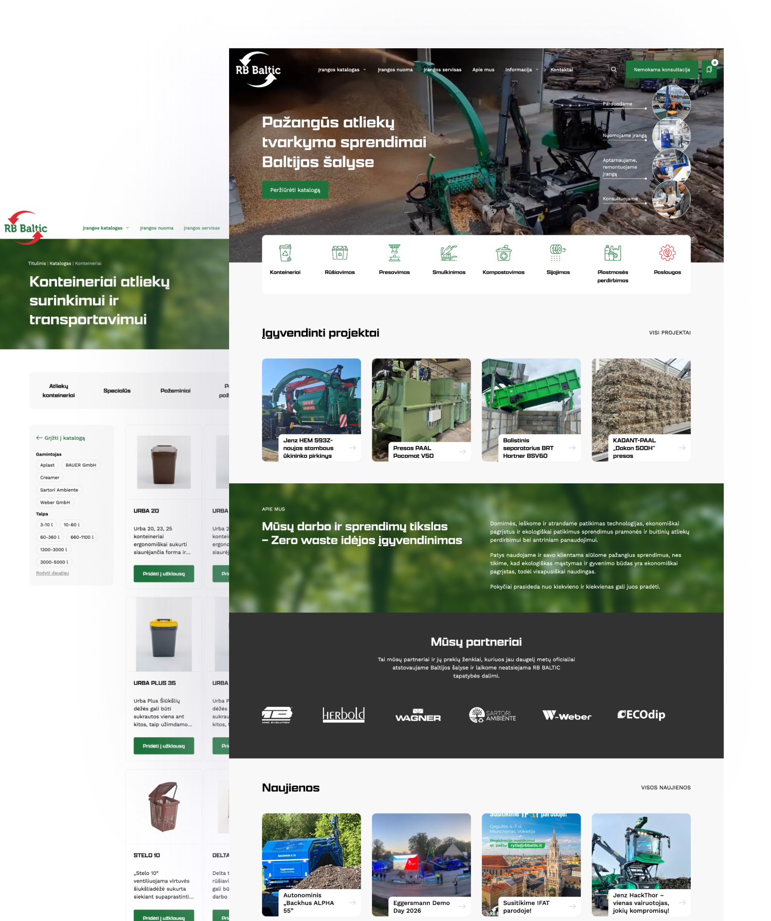RB Baltic dvikalbės WooCommerce svetainės pagrindinio puslapio ekrano kopija