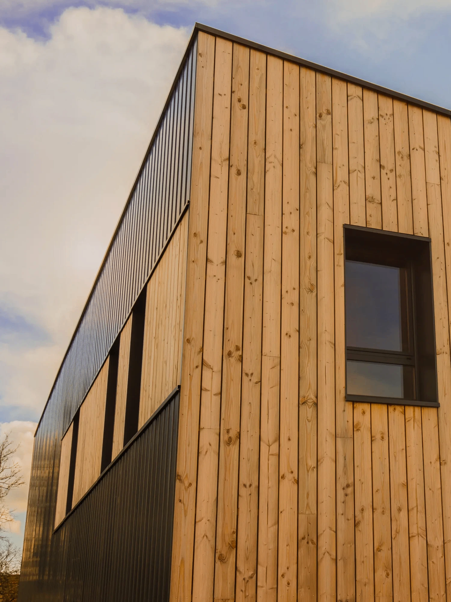 ESSPO Wood termomedienos gamintojo pastato fasadas
