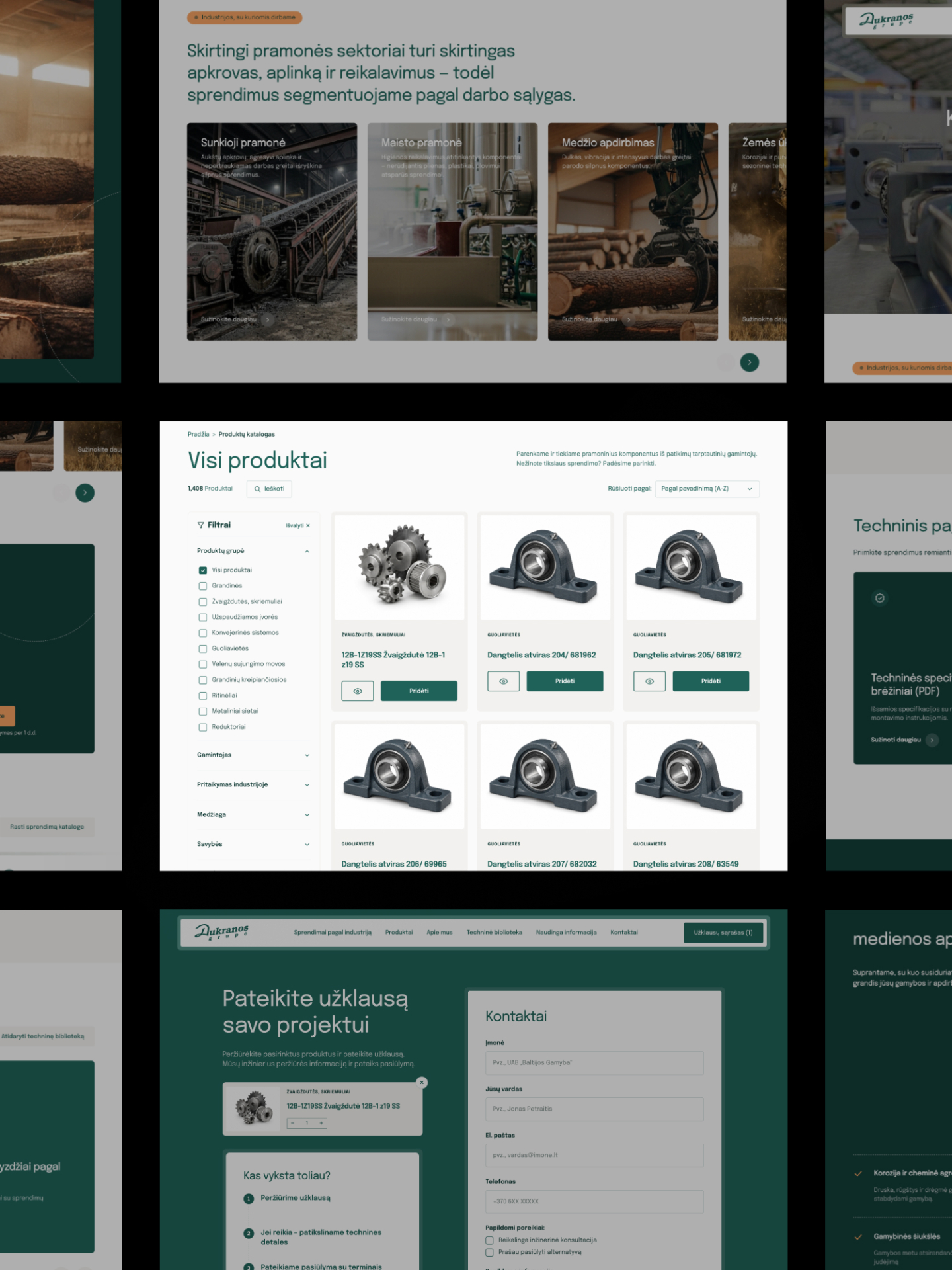 Dukranos grupės produktų grupių ir techninės bibliotekos skiltis