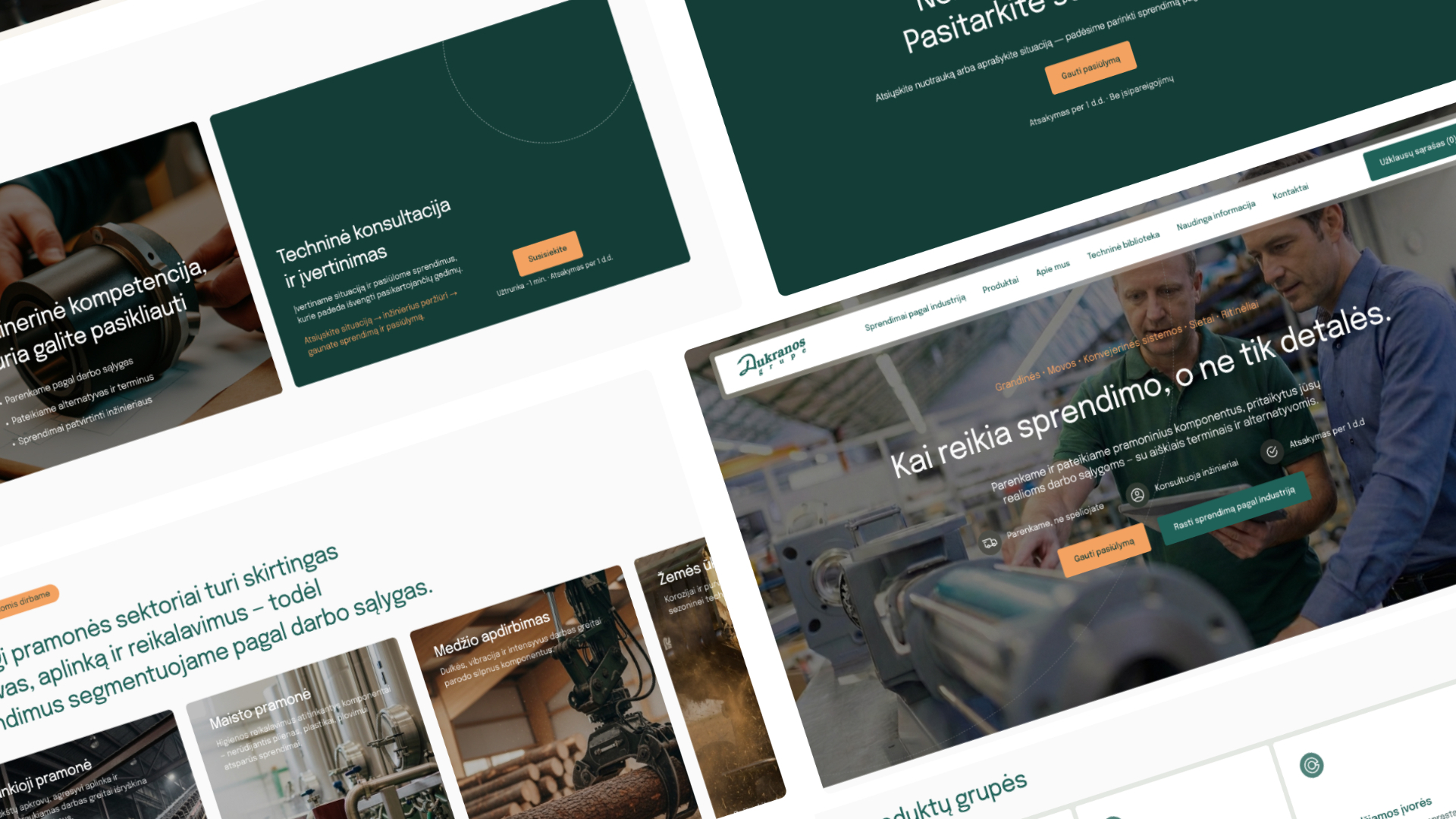 Dukranos grupės industrijų segmentų svetainės skiltis
